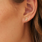 O leaf Diamond Stud Earrings In 9ct Yellow Gold