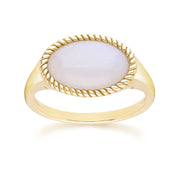Classic Oval Rainbow Moonstone Ring in 9ct Yellow Gold