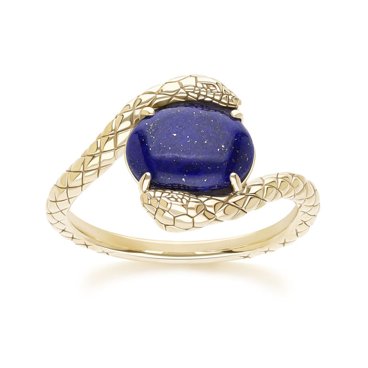ECFEW™ Oval Lapis Lazuli by pass snake set cabochon ring in gold vermeil sterling silver
