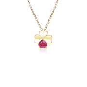 Gardenia Ruby Clover Pendant Necklace in 9ct Yellow Gold