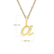 Alphabet Letter A Diamond pendant in 9ct Yellow Gold