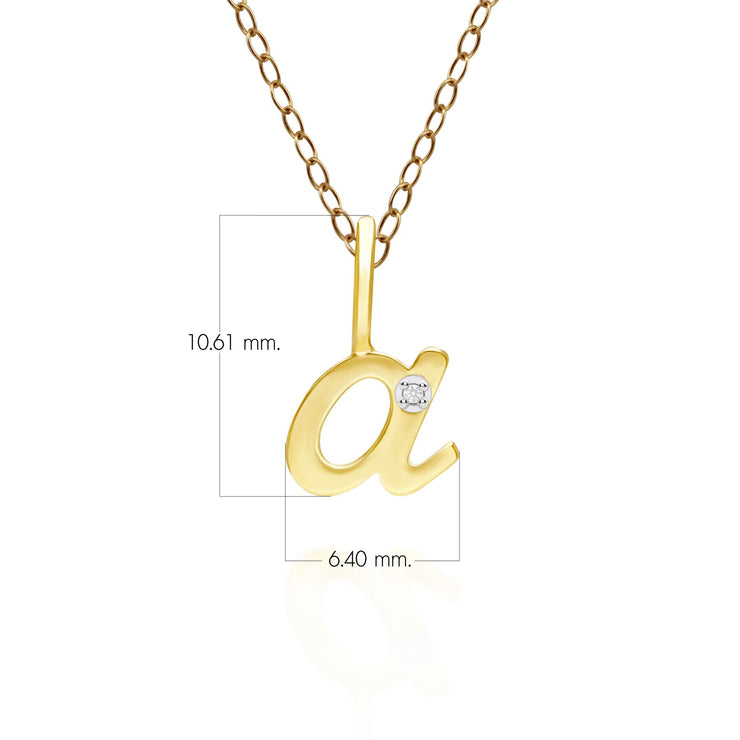 Alphabet Letter A Diamond pendant in 9ct Yellow Gold