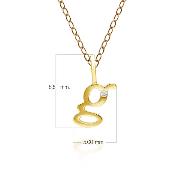 Alphabet Letter G Diamond pendant in 9ct Yellow Gold