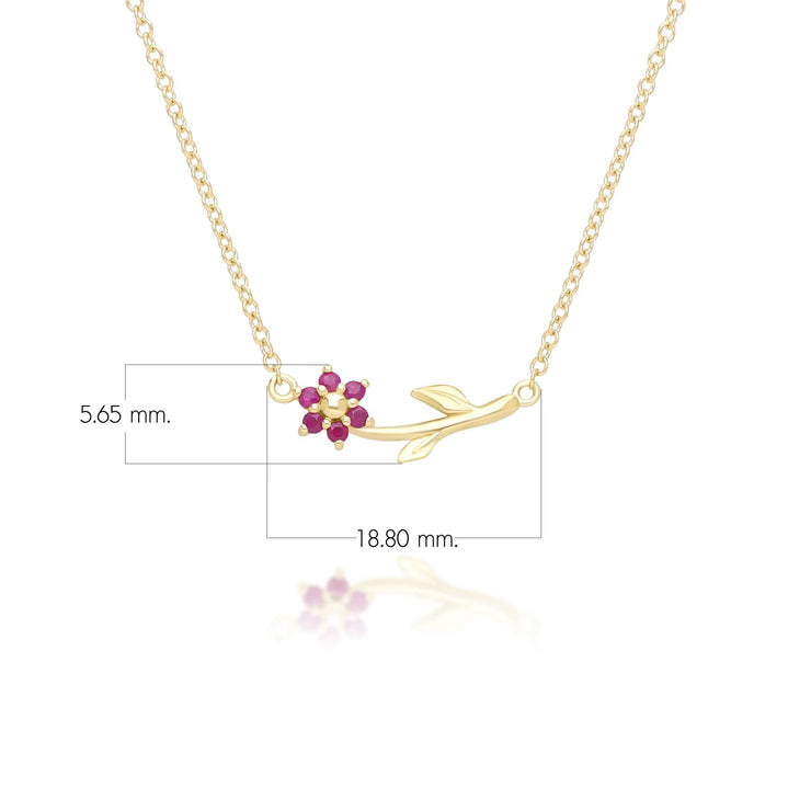 Floral Vine Ruby Necklace in 9ct Yellow Gold