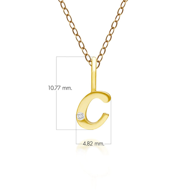 Alphabet Letter C Diamond pendant in 9ct Yellow Gold