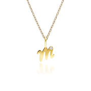 Alphabet Letter M Diamond pendant in 9ct Yellow Gold