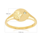 Zodiac Peridot Leo Signet Ring In 9ct Yellow Gold