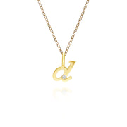 Alphabet Letter D Diamond pendant in 9ct Yellow Gold