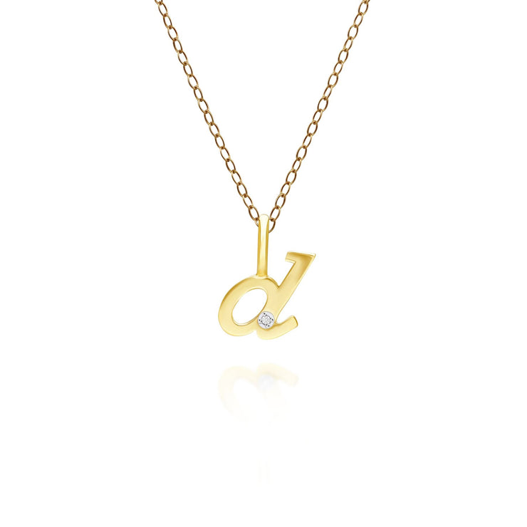 Alphabet Letter D Diamond pendant in 9ct Yellow Gold