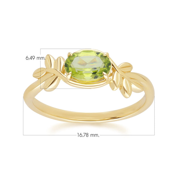 O Leaf Peridot Ring In 9ct Yellow Gold
