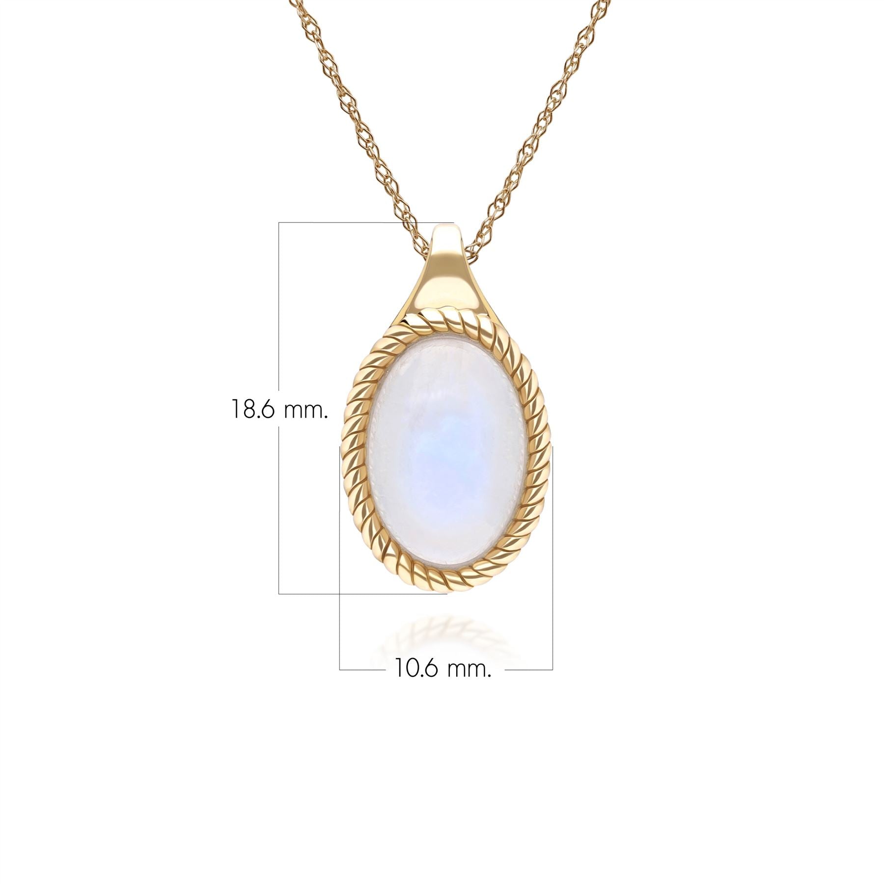 Classic Oval Rainbow Moonstone Pendant Necklace in 9ct Yellow Gold