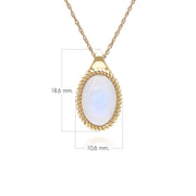 Classic Oval Rainbow Moonstone Pendant Necklace in 9ct Yellow Gold