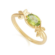 O Leaf Peridot Ring In 9ct Yellow Gold