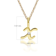 Alphabet Letter X Diamond pendant in 9ct Yellow Gold