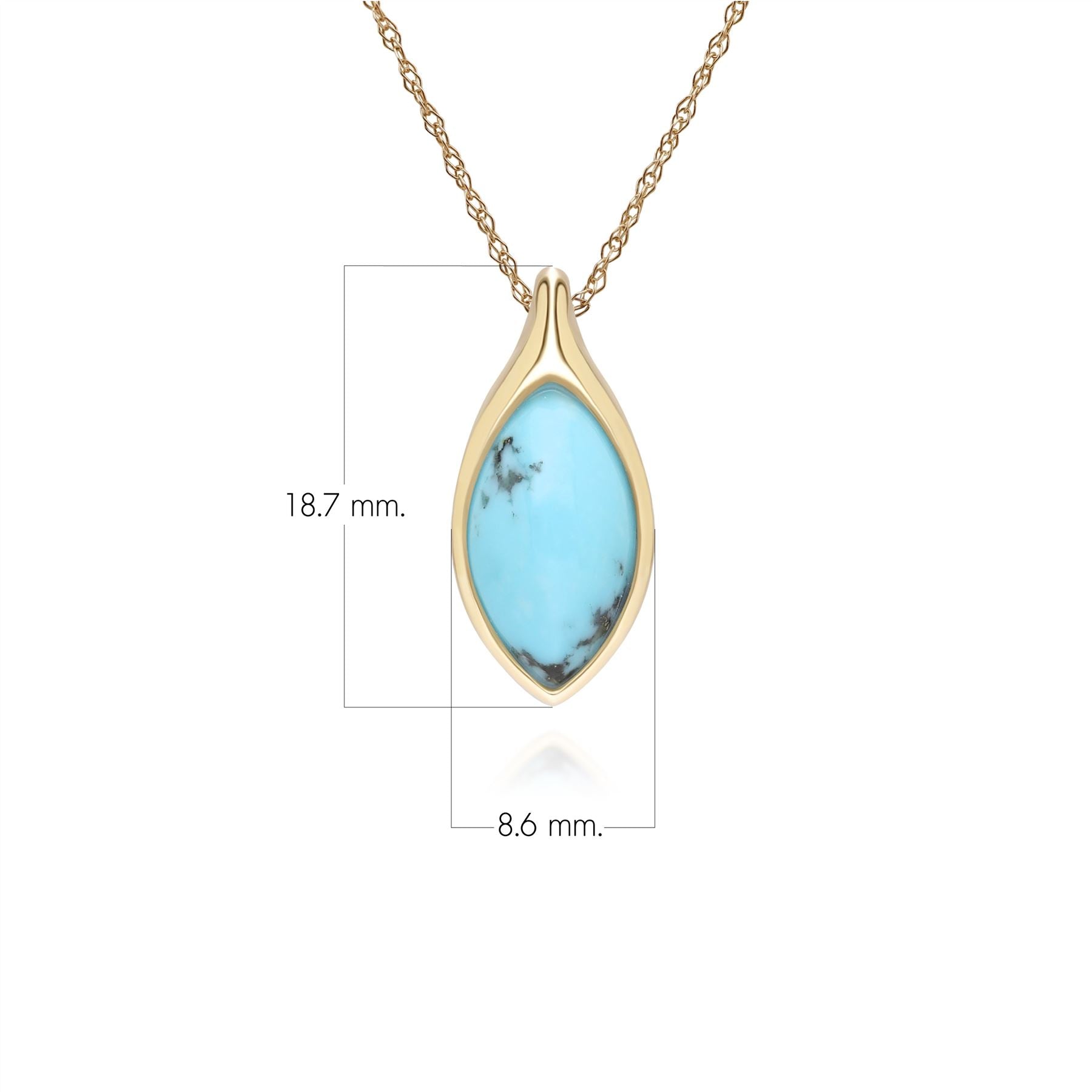Classic Marquise Turquoise Pendant Necklace in 9ct Yellow Gold