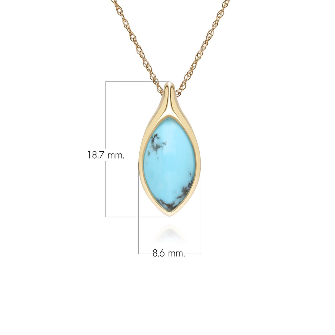 Classic Marquise Turquoise Pendant Necklace in 9ct Yellow Gold