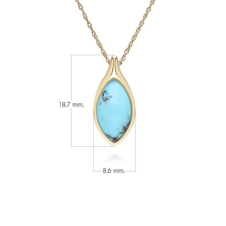 Classic Marquise Turquoise Pendant Necklace in 9ct Yellow Gold