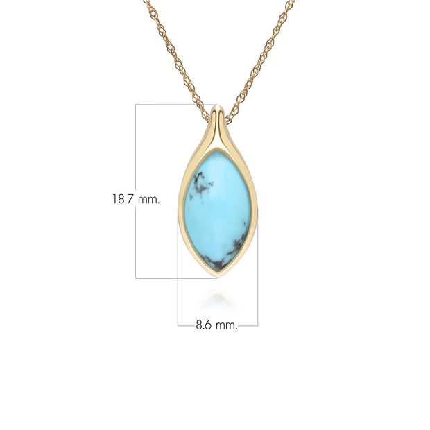 Classic Marquise Turquoise Pendant Necklace in 9ct Yellow Gold