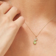 O Leaf Peridot & Diamond Pendant In 9ct Yellow Gold