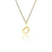 Alphabet Letter O Diamond pendant in 9ct Yellow Gold