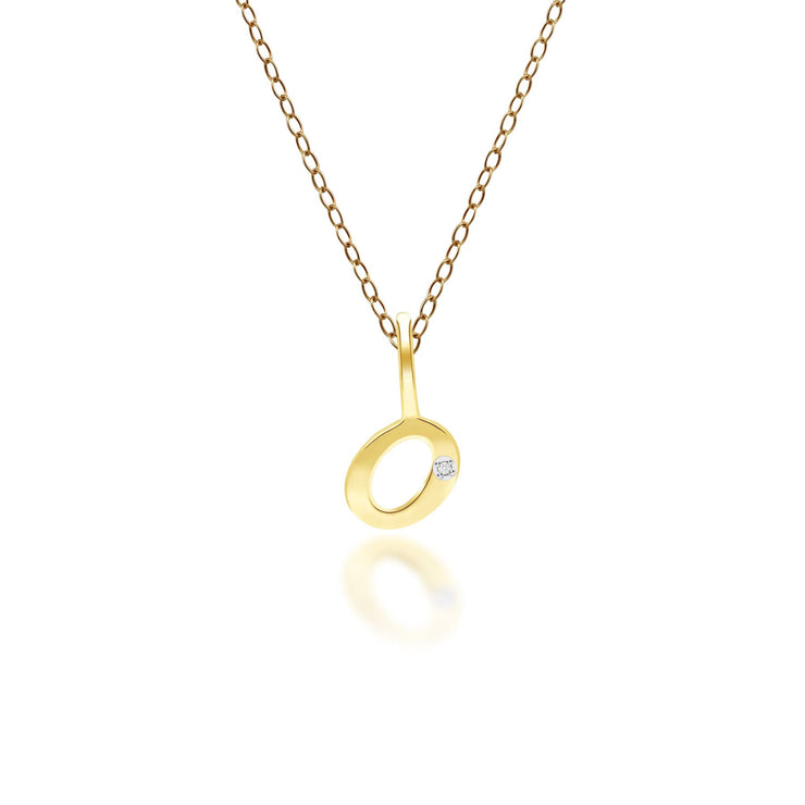 Alphabet Letter O Diamond pendant in 9ct Yellow Gold