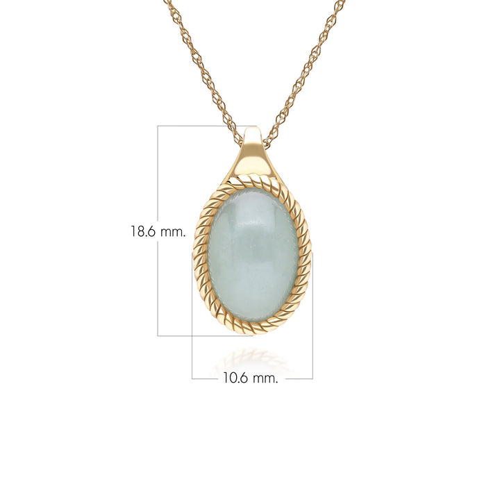 Classic Oval Green Jadeite Pendant Necklace in 9ct Yellow Gold