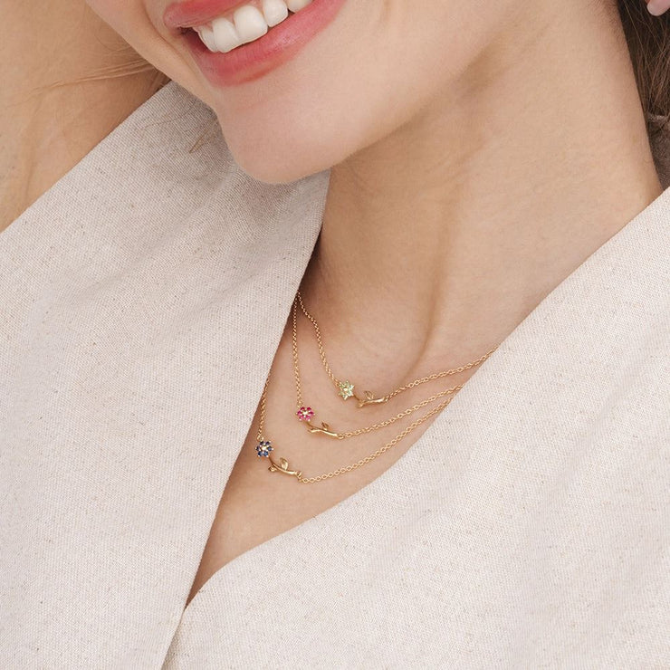 Floral Vine Sapphire Necklace in 9ct Yellow Gold