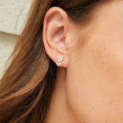 O Leaf Peridot & Diamond Stud Earrings In 9ct Yellow Gold