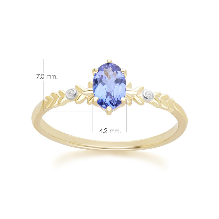Classic Oval Tanzanite & Diamond Ring in 9ct Yellow Gold