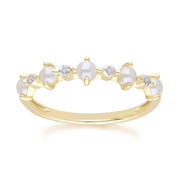 Classic Pearl & Diamond Eternity Ring in 9ct Yellow Gold