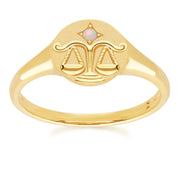 Zodiac Opal Libra Signet Ring In 9ct Yellow Gold