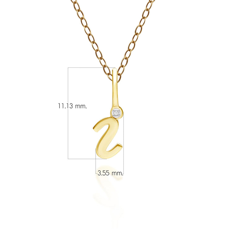 Alphabet Letter I Diamond pendant in 9ct Yellow Gold