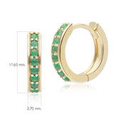 Classic Emerald Huggie Hoop Earrings in 9ct Yellow Gold