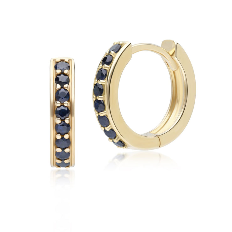 Classic Sapphire Huggie Hoop Earrings in 9ct Yellow Gold