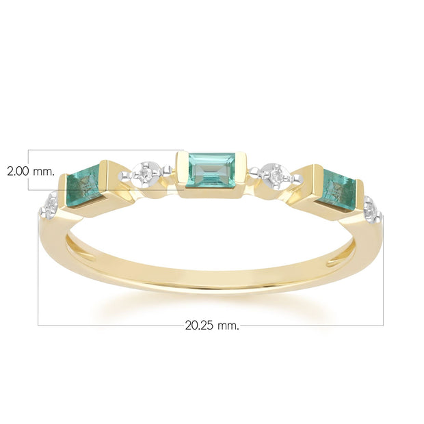 Classic Baguette Emerald & Diamond Eternity Ring in 9ct Yellow Gold