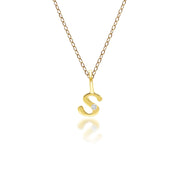 Alphabet Letter S Diamond pendant in 9ct Yellow Gold