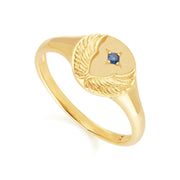 Zodiac Sapphire Virgo Signet Ring In 9ct Yellow Gold