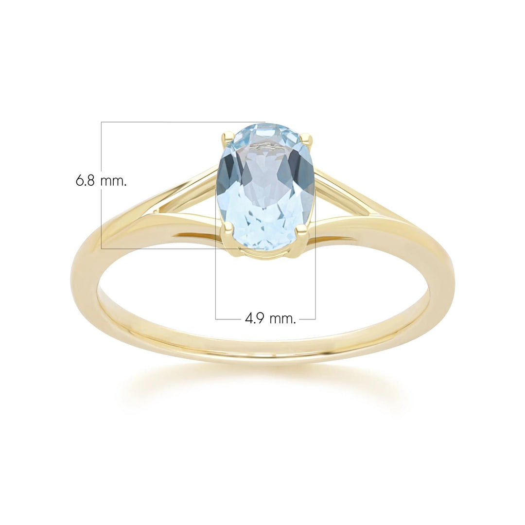 Classic Oval Sky Blue Topaz Ring in 9ct Yellow Gold