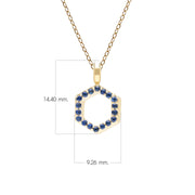 Geometric Hex Sapphire Pendant Necklace in 9ct Yellow Gold