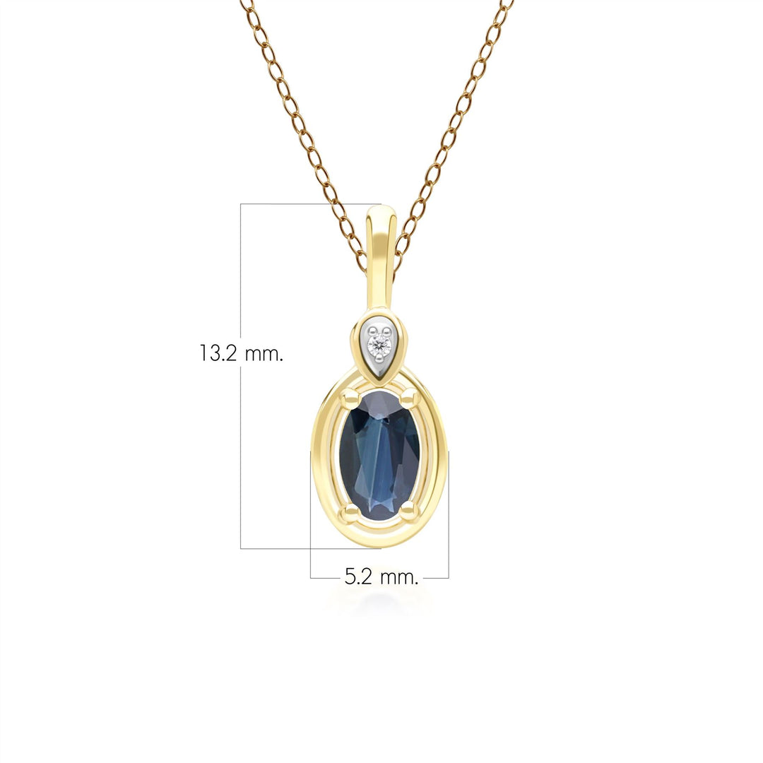 Classic Oval Sapphire & Round Diamond Pendant Necklace In 9ct Yellow Gold