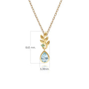 O Leaf Sky Blue topaz & Tsavorite Pendant In 9ct Yellow Gold