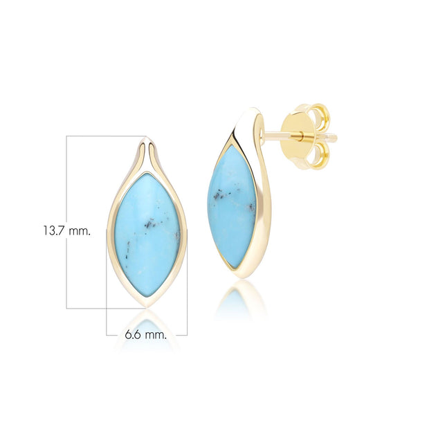 Classic Marquise Turquoise Stud Earrings in 9ct Yellow Gold