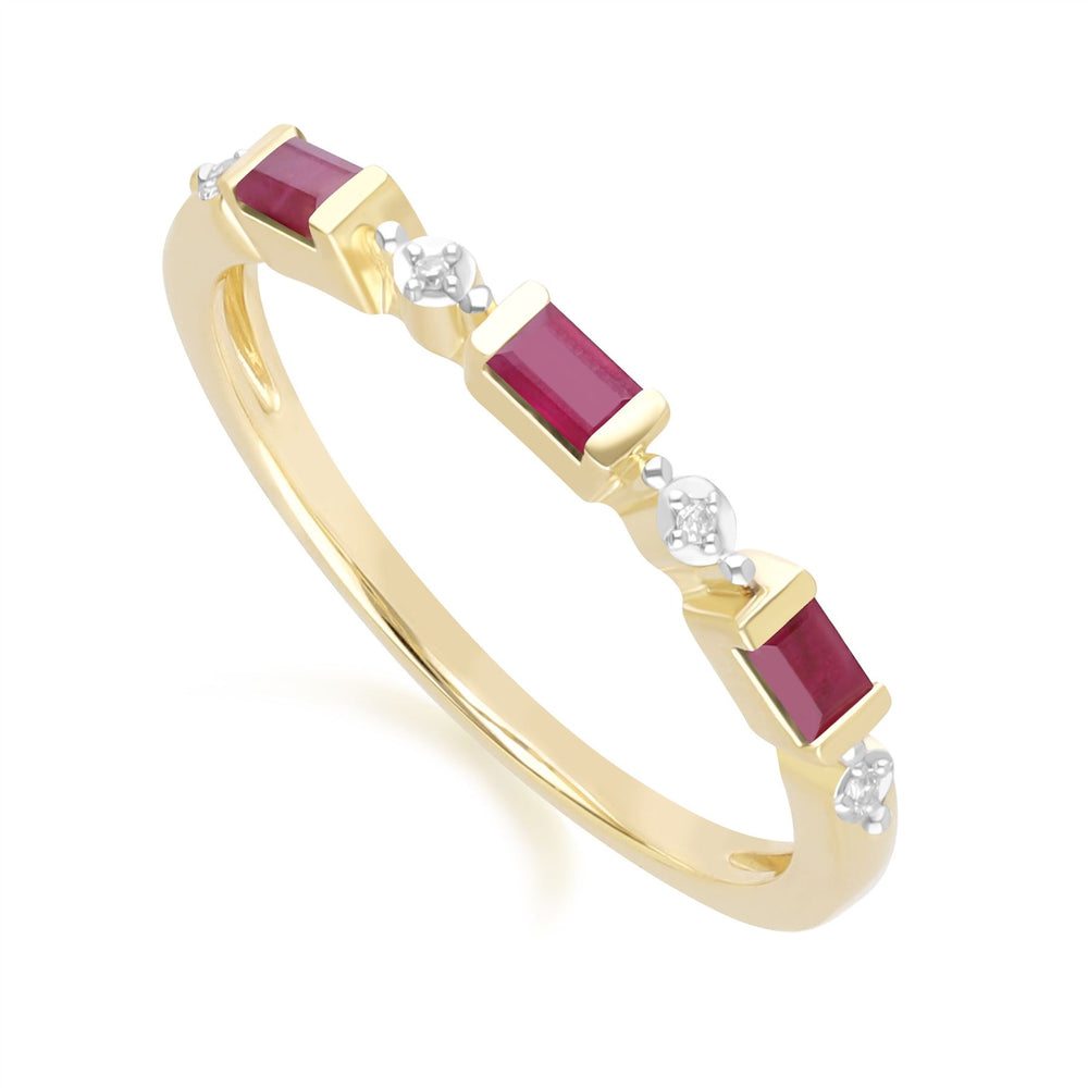 classic-baguette-ruby-diamond-eternity-ring-in-9ct-yellow-gold-135r2113029 on model
