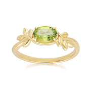 O Leaf Peridot Ring In 9ct Yellow Gold