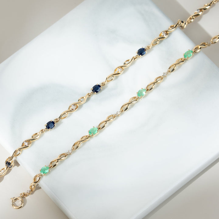 Infinity Luxe Emerald & Diamond Tennis Bracelet in 9ct Gold