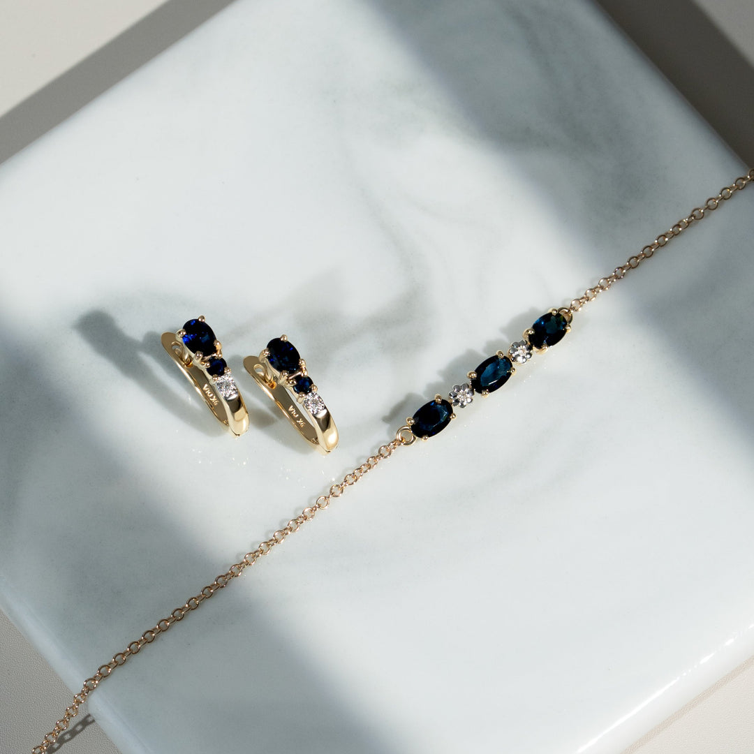 Classic Oval Sapphire & Diamond Bracelet in 9ct Yellow Gold