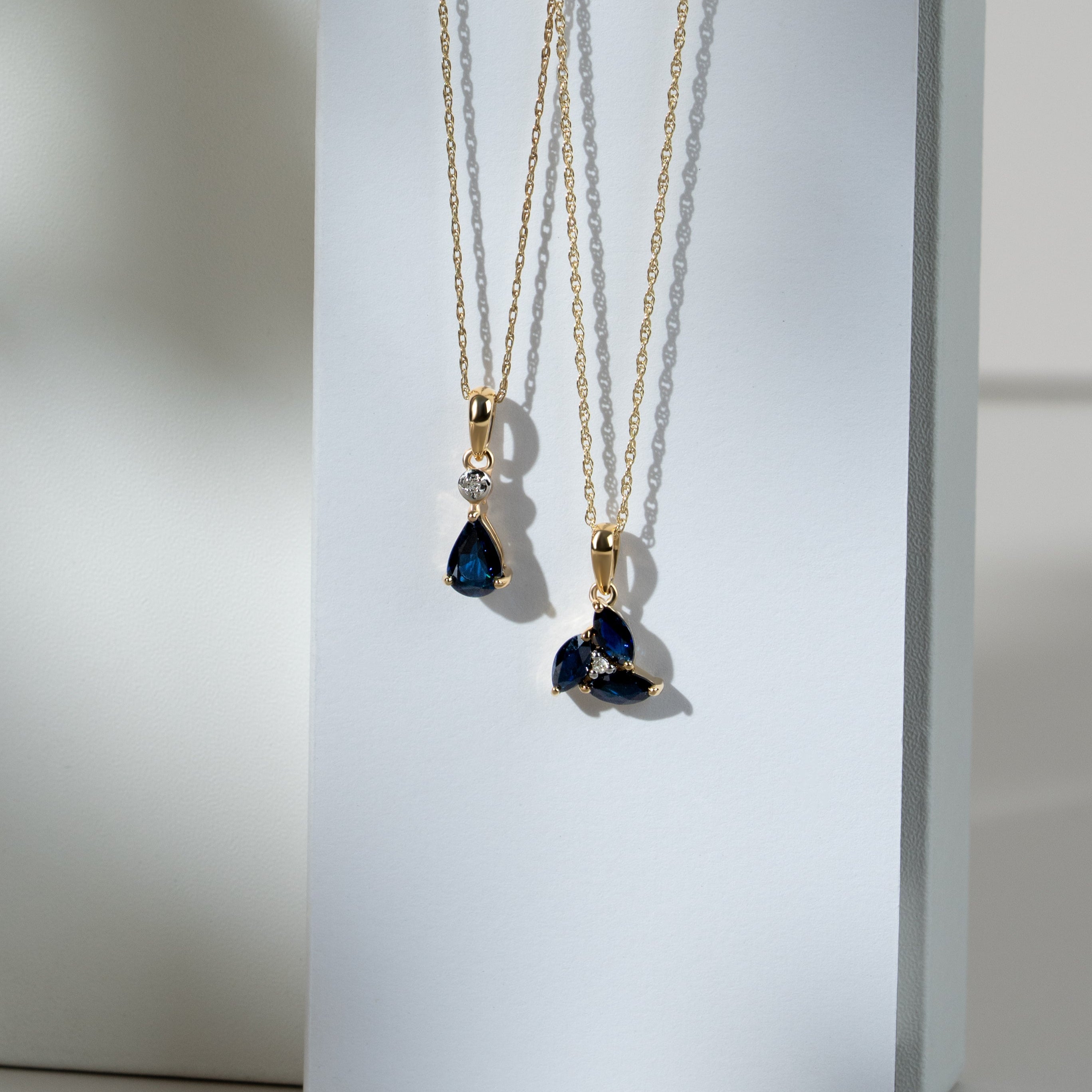 Classic Pear Sapphire & Diamond Pendant in 9ct Yellow Gold