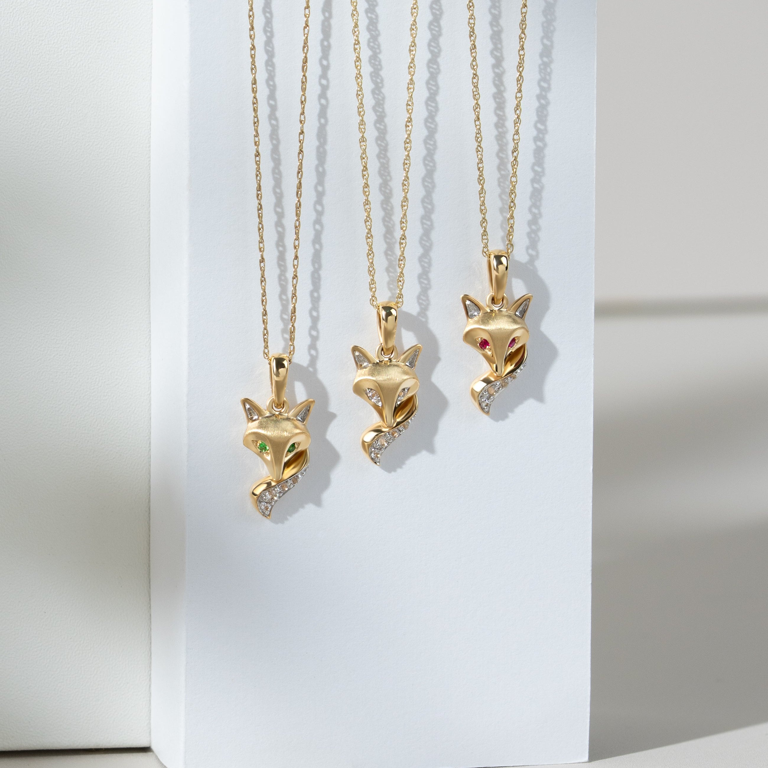 Gardenia Ruby Fox Pendant Necklace In 9ct Yellow Gold