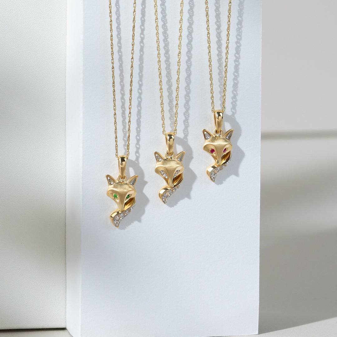 Gardenia Ruby Fox Pendant Necklace In 9ct Yellow Gold