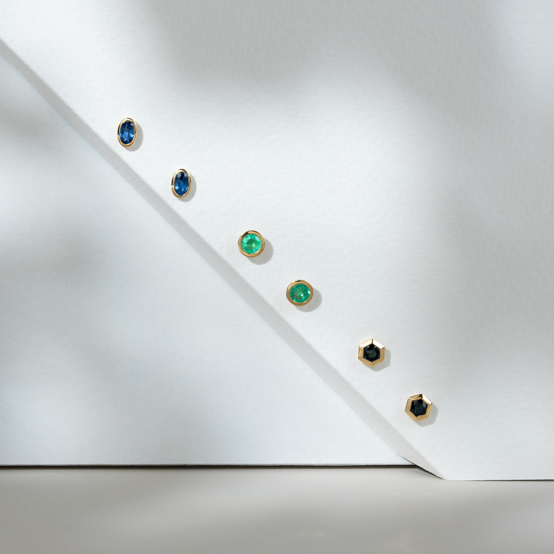 Classic Oval Blue Sapphire Stud Earrings in 9ct Yellow Gold